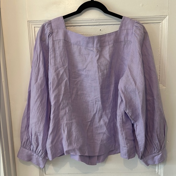 J. Crew Purple Puff Sleeve Blouse - Picture 3 of 3